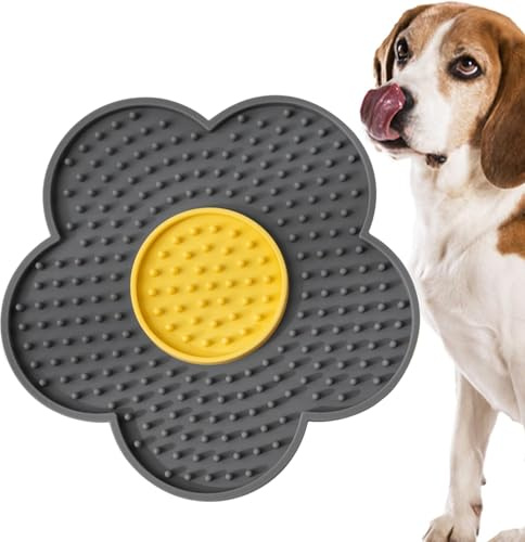 Tappeto leccare per gatti, tappetino leccare per gatti - tappetino di alimentazione lenta per cani e gatti, tappetino da leccare al burro, tappetino in silicone a fiori per toelettatura, taglio delle