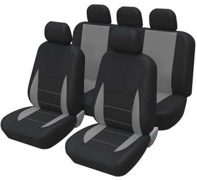 Adunsiaoto 5 Pièces Universel Housse De Protection Siège Voiture, Housse De Siège Auto Antidérapante Anti-Sueur, Ensemble Complet Protections Sièges Voiture à Usage Auto Accessoires(Gris)