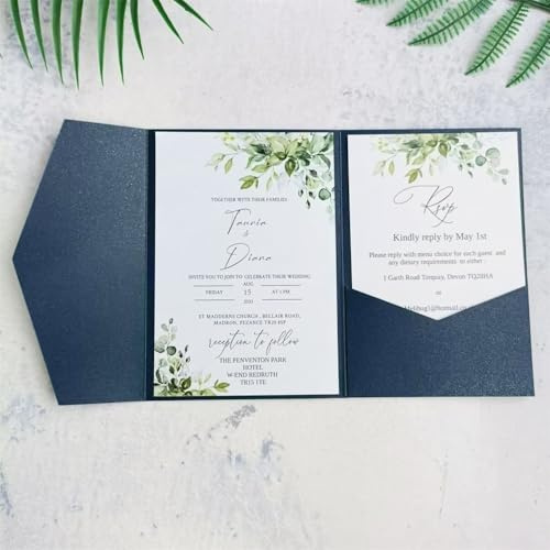 Busta per biglietti di inviti a matrimoni, compleanni, cerimonie di laurea, da 25 pezzi, di colore blu navy