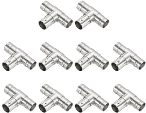 PATIKIL Adaptateur Bnc Femelle vers Bnc Double Femelle, 10 Pièces Diviseur de Câble 3 Voies pour Antenne Cctv Dvr Caméra, Argent