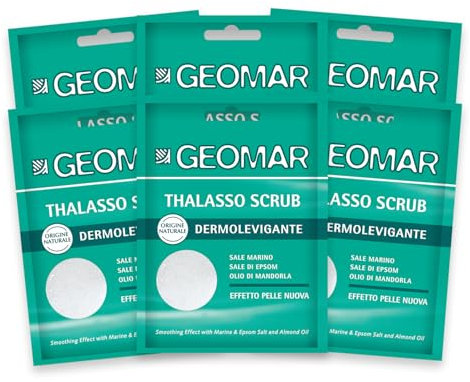 GEOMAR | Thalasso Hautpeeling, Haut-Effekt, mit Meersalz, Bittersalz, Mandelöl, Made in Italy, 6 x 85 g