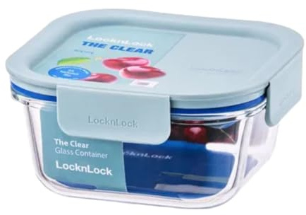 LocknLock Contenitori per forno in vetro con coperchio, 500 ml, frigorifero, congelatore e lavastoviglie, vetro borosilicato fino a 400 °C, adatti al forno a microonde con coperchio