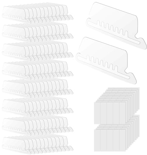 Tinoaly 100pcs Hanging File Folder Tabs, Clear Plastic Suspension File Index Tabs Labels with Blank Paper Inserts for Office School Home Document Organization & Quick Identification