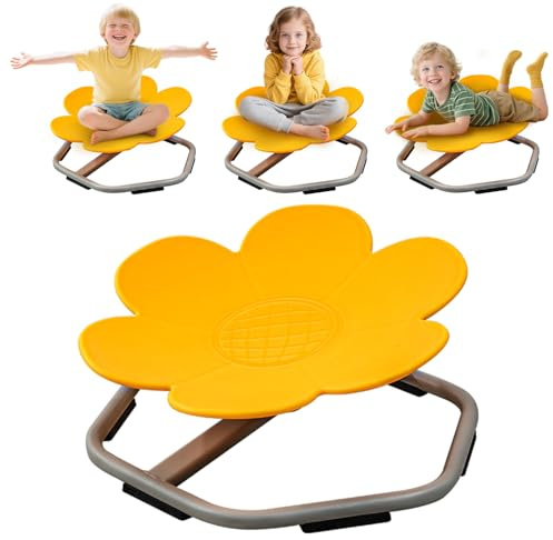 Sedia Girevole per Bambini con Fiori,Attrezzatura Sensoriale per Autismo,Gioco Educativo Natale e Compleanni (Ragazzi e Ragazze) (Giallo)