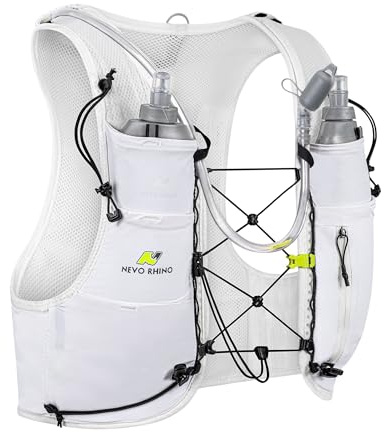 N NEVO RHINO Running Hydration Vest with 1.5L Water Bladder & Dual 500ml Soft Flask for Men Women,Adjustable Lightweight 5L Water Backpack for Hiking Trail Running Marathon Cycling