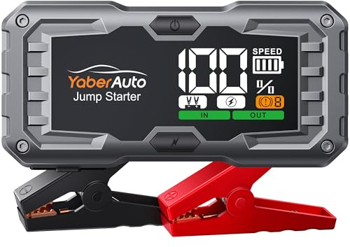 YaberAuto Car Battery Jump Starter 5500A Portable Car Jump Starter Battery Pack (10.0L Gas/9.0L Diesel), 12V Car Battery Jump Starter Portable, Jump Box with Jumper Cables, 160W DC, 4-Modes-Lights