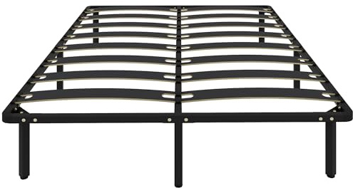 HOMCOM Somier 160x200 cm, Altura 26 cm, Estructura de Cama de Plataforma de Acero con Espacio de Almacenamiento Debajo y Láminas de Álamo, Fácil de Montar, Carga 500 kg, Negro
