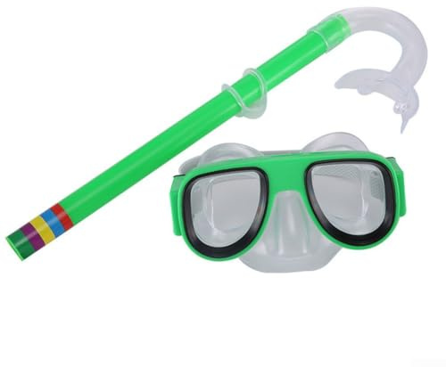 Yhenlovtt Lunettes de natation anti-buée pour enfants avec tuba sec pour garçons et filles buse en silicone configurable pour la plongée et la plongée sous-marine (vert)