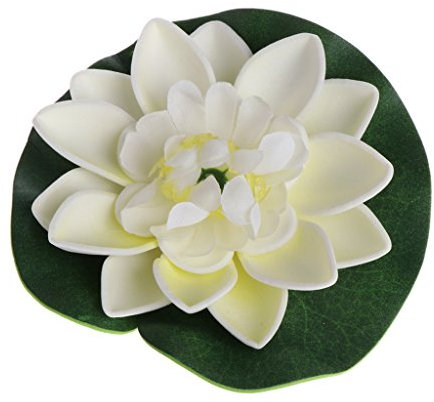 Xuniu Fleurs artificielles flottantes, lotus, nénuphars, parfaites pour décorer un jardin, un aquarium, un bassin, EVA, blanc, 10 cm