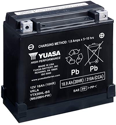 Yuasa YTX20HL Batterie moto 12 V 310 CCA haute performance, AGM VRLA, sans entretien