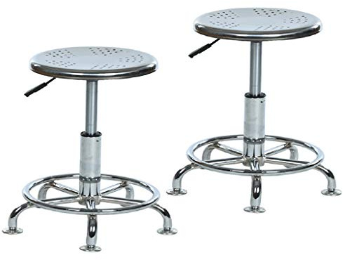 NUBAO Stainless Steel Stool, Task Chair, Work Stool, Hollow Chair Foot Nail Rotate Lifting Suitable for Laboratory Production Workshop 45-55cm (Color : True Color×2)