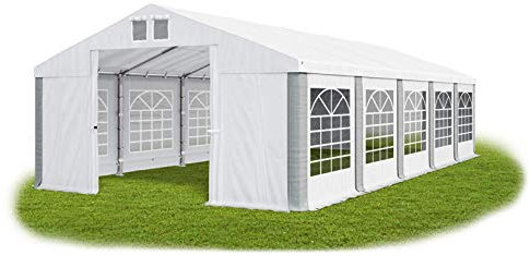 Partyzelt 5x10m wasserdicht weiß-grau Zelt 560g/m² PVC Plane Hochwertigeszelt Gartenzelt Summer SD