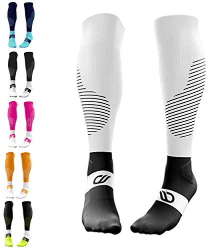 RUNSTARS Kompressionssocken für Sport, Laufen, Marathon und Triathlon I Premium Laufsocken mit gleichmäßiger Kompression und verstärkter Ferse I Kompressionsstrümpfe Herren & Damen
