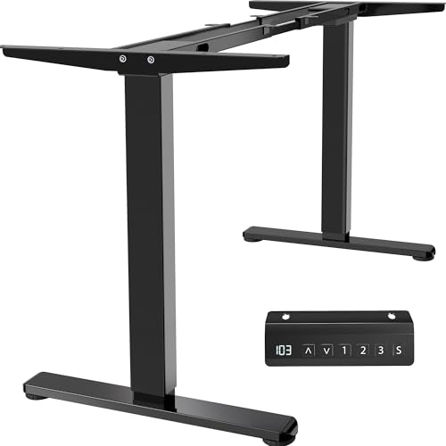 VIVO Schwerlast Elektro-Sitz-Steh-Schreibtischgestell mit Doppelmotor, 100 kg Tragkraft für Tischplatten bis 216x109 cm, Höhenverstellbar mit Memory-Funktion, Schwarz, DESK-E-200B
