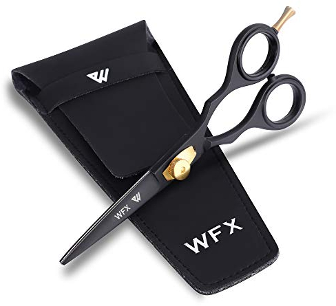 Friseur-Haarschneideschere, professionelle Friseurschere, scharf, verstellbar, Styling für Männer und Frauen, Schwarz