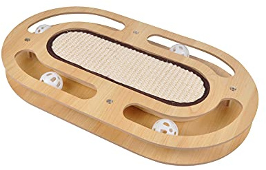 Jeu interactif pour chat avec griffoir et 4 balles grelot 45x25x4cm