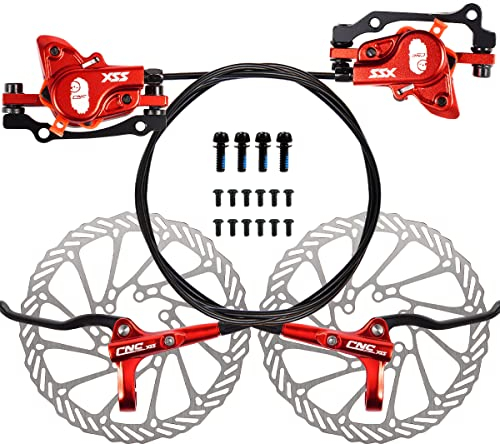 chooee Fahrrad Hydraulisch Scheibenbremsen Set MTB Hydraulische Scheibenbremsen Vorne/hinten Für Mountainbike,Rot