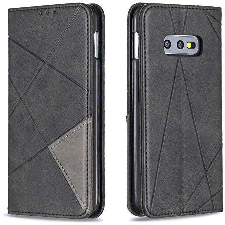 Posanter Fodral för Samsung Galaxy S10E, Plånboksfodral med Kortplats, Magnetisk Stängning，Vikbart Skal i Läder, Skydd Mobilskal Telefonskal, Fall Phone Wallet Cover Case. (Svart)
