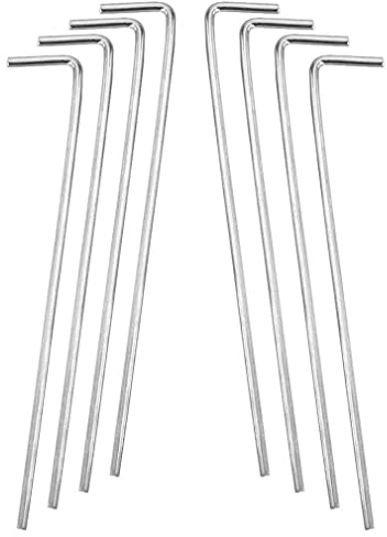 Tent Stakes BLLNDX 20PCS Galvanized Solid Steel L Shaped Tent Pegs, Rust Resistant Metal Hook, Garden Stakes for Plants and Landscaping, Camping Pegs for Anchoring Camping Tents