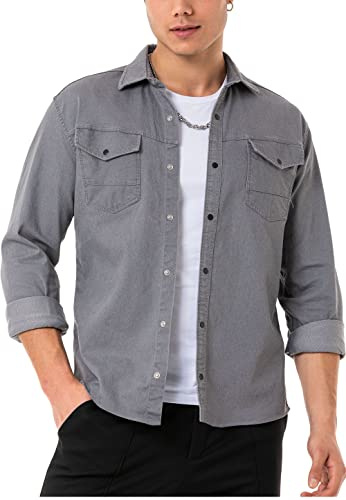 Redbridge - Camicia Da Uomo In Denim, Per Il Tempo Libero, Grigio., M