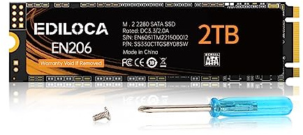 Ediloca EN206 2TB SSD M.2 SATA 3D NAND TLC, M.2 2280 SATA III 6Gb/s SSD Internal Hard Drive, Read/Write Speed up to 550/480 MB/s, Compatible with Ultrabooks, Tablet Computers and Mini PCs