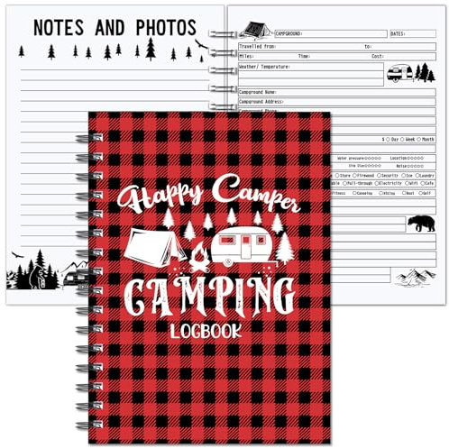 Harloon Camping Journal Rv Travel Christmas Logbook Camping Adventure Log Book Notebook Caravan Motor Home Rv Trip Planner Memory Keepsake Hiking Book Glamping Diary for Birthday Holiday Supplies Gift