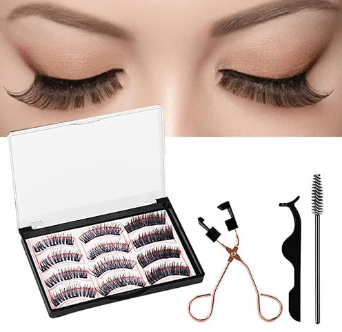 AWAVM Faux Cils Magnetique Naturel Aimanté sans colle Cils Magnetique Naturel 3d Waterproof Effet sans Eye-Liner Réutilisables, Facile à utiliser, 6 paires avec Applicateur Pincettes