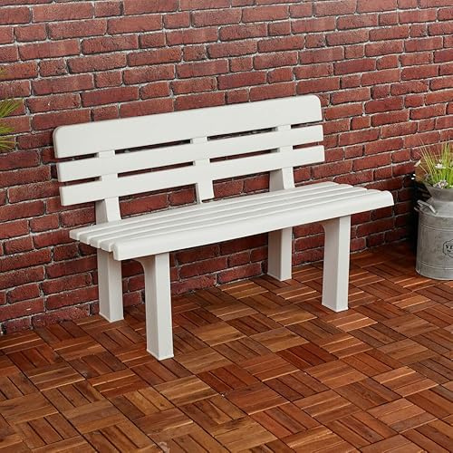 URBN GARDEN Banc de jardin en plastique, résistant aux intempéries, pour l'extérieur, lourd, durable, imperméable, mobilier de terrasse, parfait pour jardin, terrasse, terrasse ou balcon