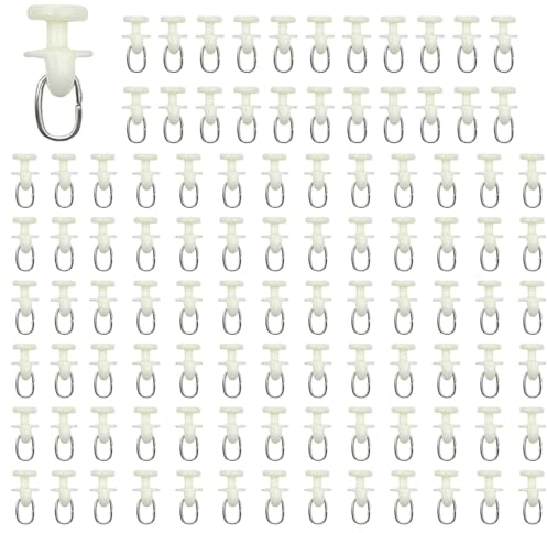 RHQFDM 100 Piezas Rodillos de Carril de Cortina Deslizador de Riel Gancho de Cortina Plástico de 11 mm Deslizador de Riel de Cortina para Cortinas y Cortinas de Ducha con Sistema de Rieles