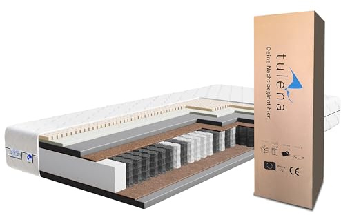 TULENA NOX Matelas 140 x 190 cm avec Mousse à mémoire de Forme et Latex| Matelas à Ressorts Ensachés | Fermeté H4 + H5 Confort Plus 25 cm d'Épaisseur | Enroulable réversible