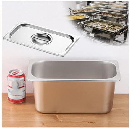 NJDQFA Mahlzeit Zutatenbehälters,Edelstahl Gastro Behälter GN Spülmaschinenfest,Stapelbar Tief Gastronormbehälter,1/2（32.5 * 26.5）,20cm1.2side