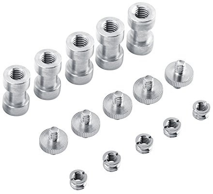 Montaje de Tornillo de Rosca, 5 Piezas Adaptador de Montaje de Tornillo de Rosca de 1/4 a 3/8 Adaptador convertidor para DSLR, Flash, Soporte de luz, trípode, monopié, rótula