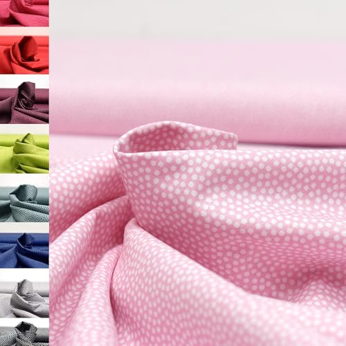 MAGAM-Stoffe Keno Tupfen Baumwollstoff Oeko-Tex Meterware 50cm (21. Weiß rosa)