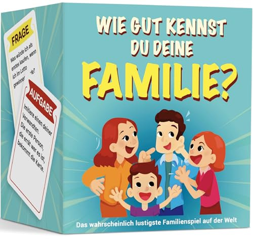 WIE GUT KENNST DU DEINE FAMILIE ? Das beliebte Familienspiel mit witzigen Herausforderungen und Fragen | Kartenspiel 150 Karten Gesellschaftsspiel Geschenk | Spieleabend Kinder, Teenager, Erwachsene