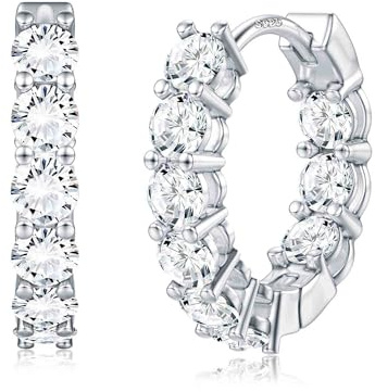 Dochais Orecchini Cerchio Argento 925 Donna Orecchini Cerchio Piccoli Zirconi Ipoallergenici Orecchino Placcato Oro 14K Leggeri Hoop Earrings per Donna Ragazze Gioielli Argento C