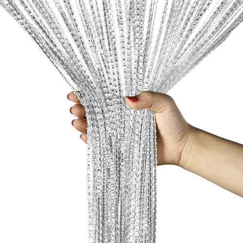 2 Pack Home Decor Sequin Curtain for Doorway,Door String Curtains,Closet Bedroom Blind Living Room Divider,Window Wall Panel Fringe Backdrops Sheer no Beads Beaded Decorative Crystal (White)