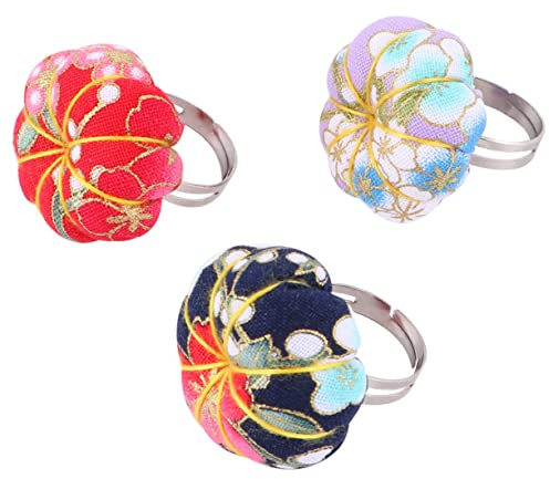 STOBOK Portaspilli a Forma di Anello Regolabile e Metallo, Set da 3 Pezzi per Cucito Creativo a Mano, Accessorio Pratico per Hobby e Casa Colore Casuale