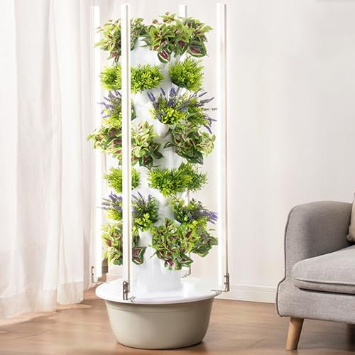 Hydroponics Tower Garden Sistem di coltivazione 5/7/9 strati 20/28/36 siti di piante Sistem di coltivazione indoor Torre di coltivazione verticale con luce LED per la crescita,5Layer