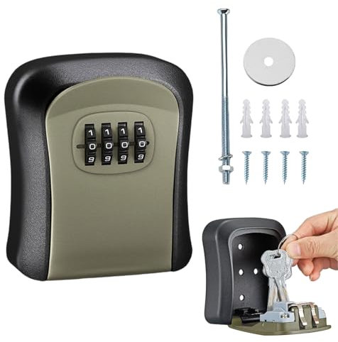 Key Safe Wall Mounted Outdoor,Waterproof Key Lock Box Outdoor,Key Lock Box with 4 Digit Combination for Home/Office/Garage/Security Safe Box - 3.71''x3.12''x1.95''/9.5x8x5cm