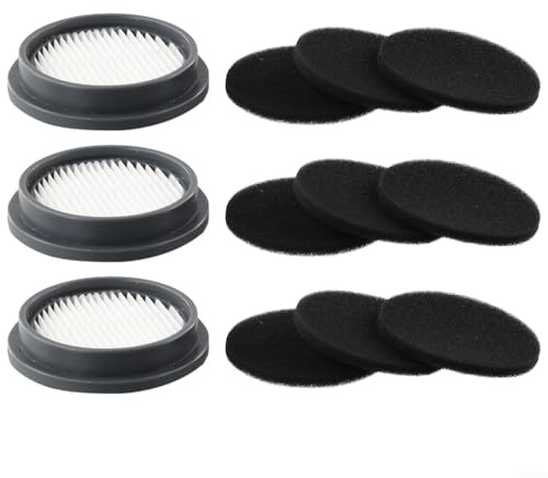 Staubsaugerfilter-Set, kompatibel mit schnurlosem Staubsauger, 3 HEPA-Filter, 9 Schwammfilter
