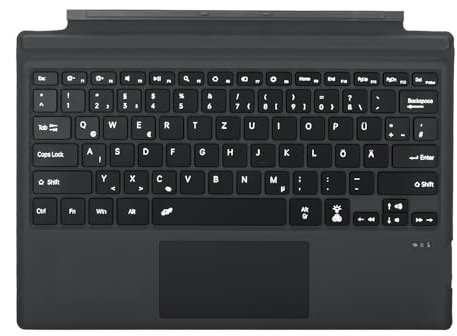Seagtigau Tastatur für Microsoft Surface Pro 7+ / Pro 7 / Pro 6 / Pro 5 / Pro 4 / Pro 3, 12.3 Zoll, Bluetooth Type Cover mit Trackpad, QWERTZ Deutsch Layout (Schwarz ohne Hintergrundbeleuchtung)