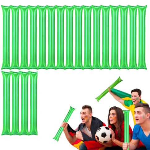 SGERUFZ Pack 10 coppie di bastoni gonfiabili rumorosi riutilizzabili. Bam Bam Thunder Accessori per fare tifo, feste, animazione ed eventi sportivi. (Verde)