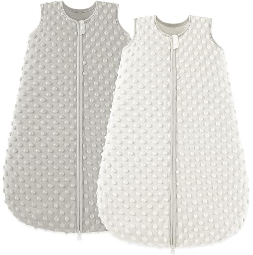 Bearmoss - Saco de Dormir para bebé, cálido, algodón, 2 Unidades, Forro 100% algodón, con Tejido Polar de Felpa para recién Nacidos, niños y niñas (Gris, 67cm)