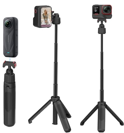 NEOSOU 40cm/15.75 Selfie Stick Tripod Stand for Insta360 Ace Pro 2 Insta 360 X5 Accessories, Magnetic Quick Release Mini Extension Rod Shorty Handle Grip Monopod Extended Pole for Ace Pro Accessory