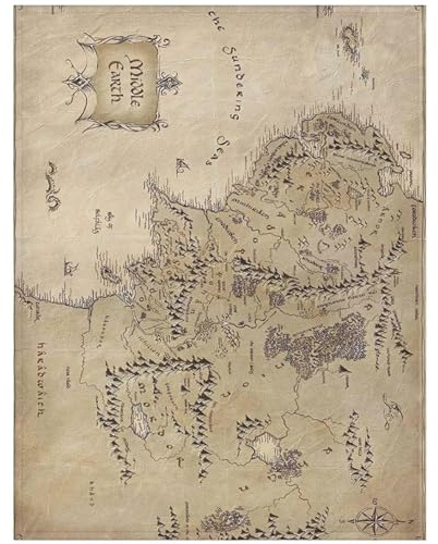 Gcroet Coperta in pile con mappa della Terra di Mezzo Coperta in peluche super morbida velluto per divano, letto, divano, 27, 6x39, 4 pollici..
