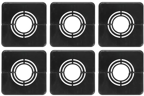 QUARKZMAN 6 stycken vägg spaltfläns 20 mm (0,79 tum) plastkvadrat justerbar spaltfläns rörlock clip-on panel krage under handfat rör element för badrum svart