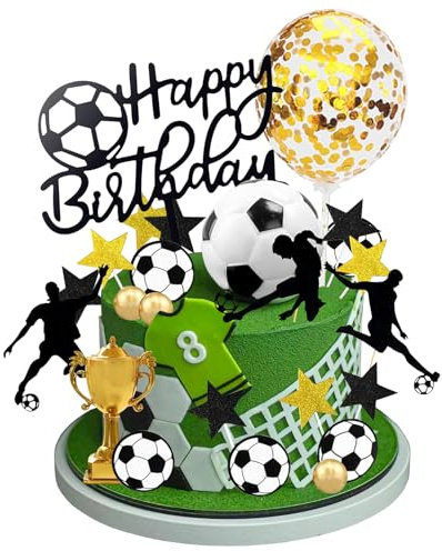 28PCS Decoracion para Tartas de Fútbol,Topper Tarta Futbol,Adornos Topper de Futbol de Cupcakes para Tartas Cumpleaños Fiesta Fútbol para Niños,Hombres,Suministros de Fiesta(negro)