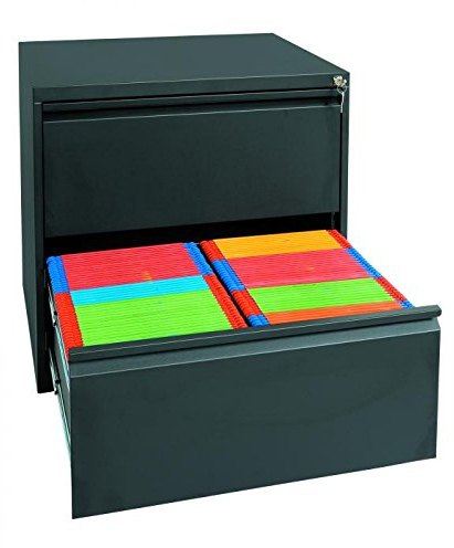 Lüllmann Büro Hängeregistratur Schrank komplett montiert schwarz für DIN A4 Hängemappen Bürocontainer 70x76x62cm (HxBxT) mit 2 Schüben doppelbahnig 561229