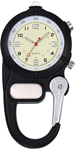 Weicam Nurse Doctors Pocket Watch Analog Quartz FOB Outdoor Carabiner Luminous Watches (Black)