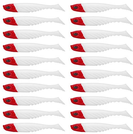 Alomejor 20 pièces appâts Doux Jerk ver 70mm leurres de pêche artificiels appât de pêche leurre pour la pêche(Blanc)